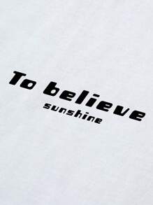 Claim Dot 男士夏季口號印花圓領拼色短袖休閒T恤 - 黑色 - 查看 6