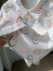 Comfortcana Camisa estampada de hombro caído con diseño integral para atuendo de verano