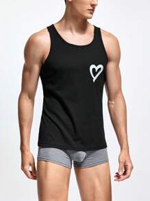 Chaleco con estampado de corazón a la moda para hombres, capa base para las cuatro estaciones