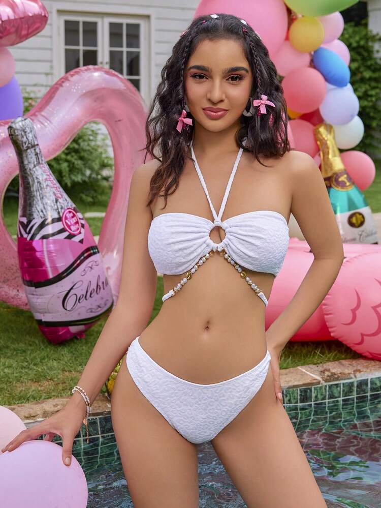 Women's White Bikini Set,Summer Beach