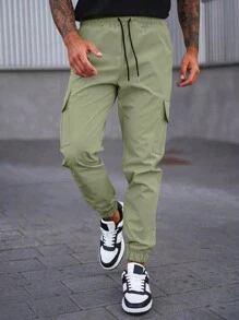 Manfinity Homme Men's Pocket Design Casual Daily Jogger Pants, Manfinity Men Cargo Pants, Men Cargo Pants Army Green, Sport Men Cargo Set, Men Street Wear Pants - Mint Green - View 4