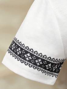 SHEIN Áo thun ngắn tay in hình mùa hè cho bé trai - trắng - Xem 3