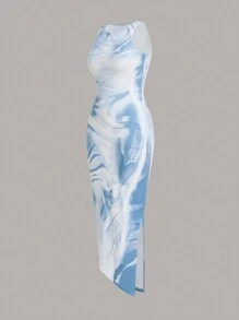 SHEIN ICON Body Heat Map Print Tank Long Dress,Pastel Dresses For Women