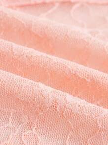 SHEIN ICON Lace Contrast Strapless Bodycon Jumpsuit Unitard, Summer - Pink - View 4