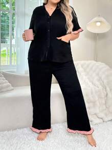 Color-Block Backless Lace Trim Sexy Lingerie Set - Black - View 4