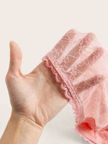 SHEIN ICON Lace Contrast Strapless Bodycon Jumpsuit Unitard, Summer - Pink - View 5