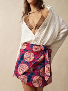 Bohemela Ladies' Fashionable Wrap Design Floral Patterned Vacation Skirt