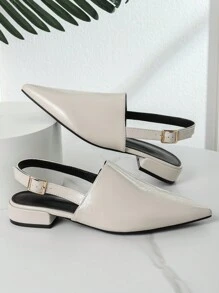 Hàng Mới Về Phong Cách Anh Quốc Thấp Gót Mũi Nhọn Đế Bằng, Rỗng Ra Và Mặc Ngoài Trời Giày Nữ Với Thiết Kế Độc Đáo - Màu be - Xem 2