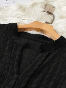SHEIN LUNE Camiseta sin mangas sencilla de unicolor para mujer de talla grande, ideal para uso diario - Negro - Ver 3