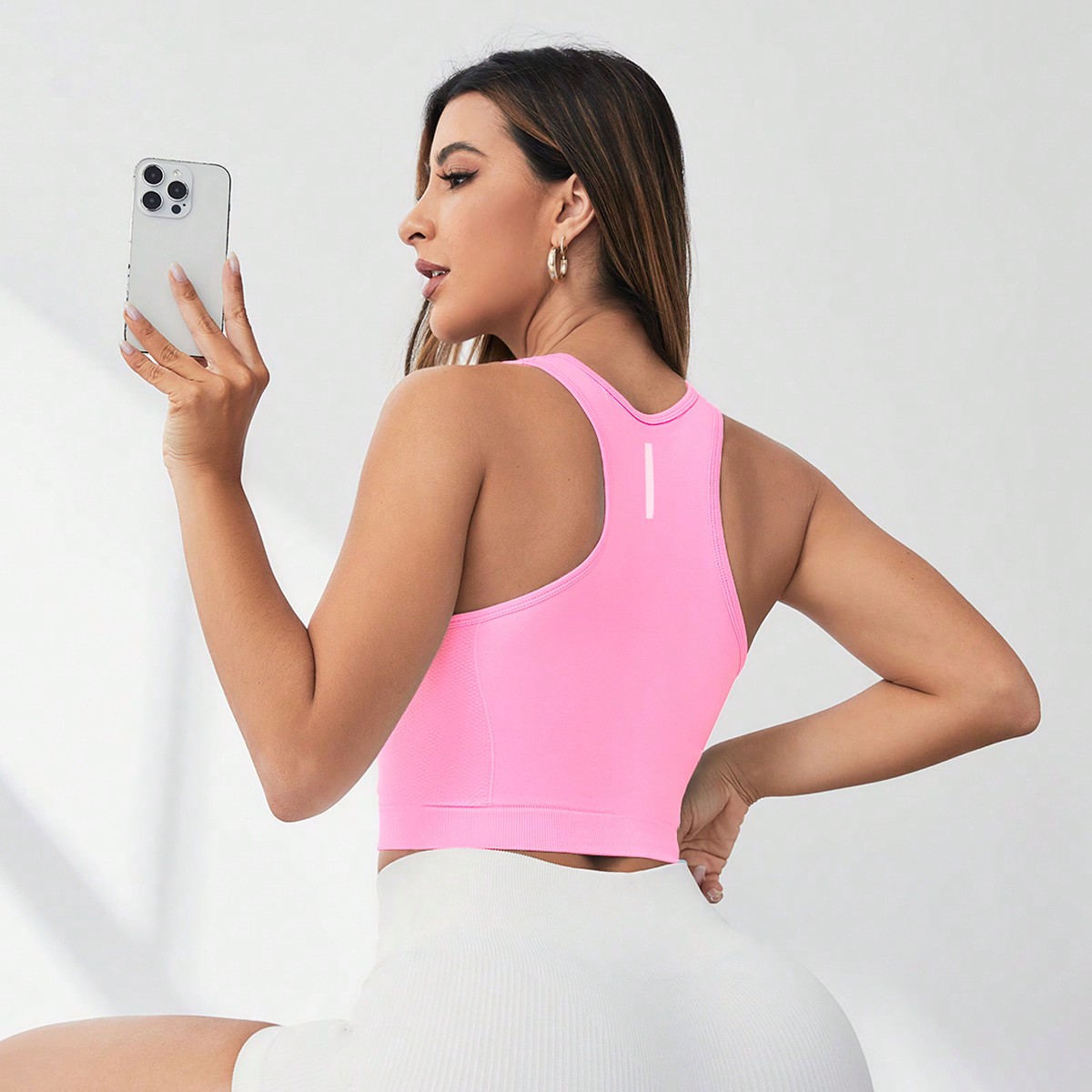 Top sin costuras con espalda cruzada para mujer, camiseta ajustada para hacer ejercicio