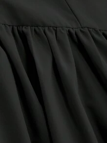 SHEIN Clasi Plus Size Elegant Solklänning i enfärgad med rynkad midjerem, sommar - Svart - Visa 3