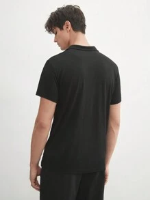 Manfinity VCAY Easy Care Men's Solid Black Short Sleeve Casual Polo Shirt, Suitable For Summer Daily Wear - Black - View 4