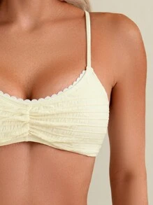 SHEIN Swim Damskie, Jednokolorowe, Plisowane, Seksowne Bikini, Idealne Na Letnie Wakacje