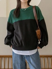 DAZY Hai âm Thả vai Áo nỉ Without Tee - màu đen - Xem 4