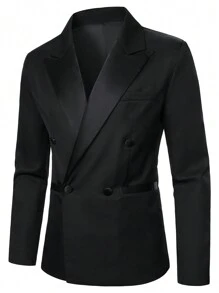 Manfinity Bizformal Men's Fashionable Solid Color Versatile Daily Business Suit - Black - View 6