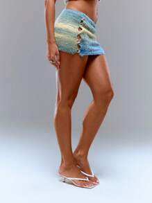 MUSERA 夏季性感拼色柔软针织迷你毛衣裙度假 - 彩色 - 查看 4