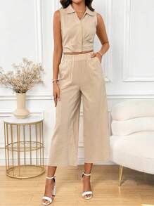 SHEIN Clasi Comfortable Summer Long Pants Set Old Money Style