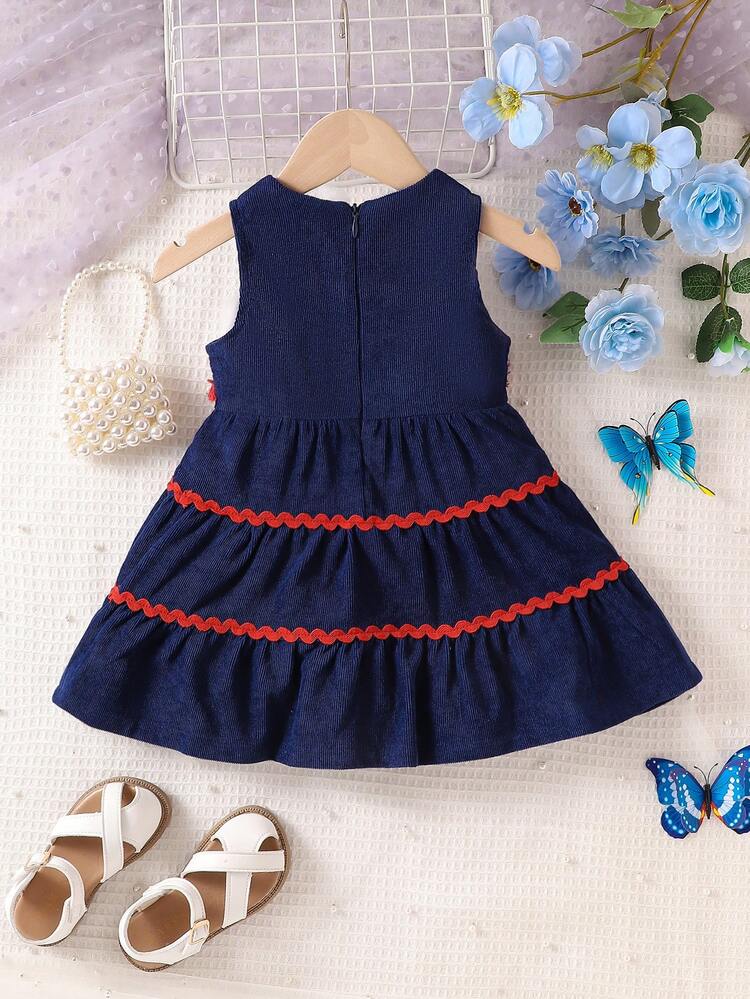 Baby Girl Strappy Dark Blue Summer Dress