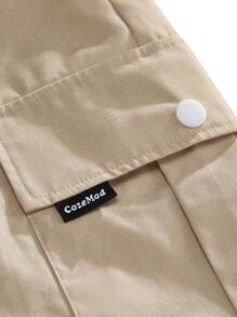 Manfinity VCAY 2 piezas/Conjunto Camisa de trabajo holgada de tejido suelto y talla grande para hombre con mangas cortas caídas y pantalones cortos rectos en la cintura, adecuado para el verano y uso diario