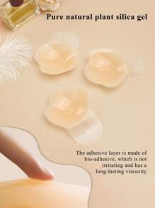 2 Pairs Silicone Breast Lift Tape Adhesive Bra For Women Wedding Dress Push Up Breast Stickers Strapless And Anti-Sagging With Nipple Covers - Apricot - View 5