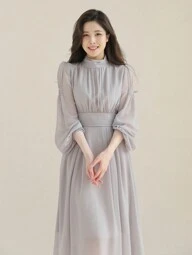 DAZY Mock Neck Lantern Sleeve Dress,Fall Dress Long Sleeve Dress