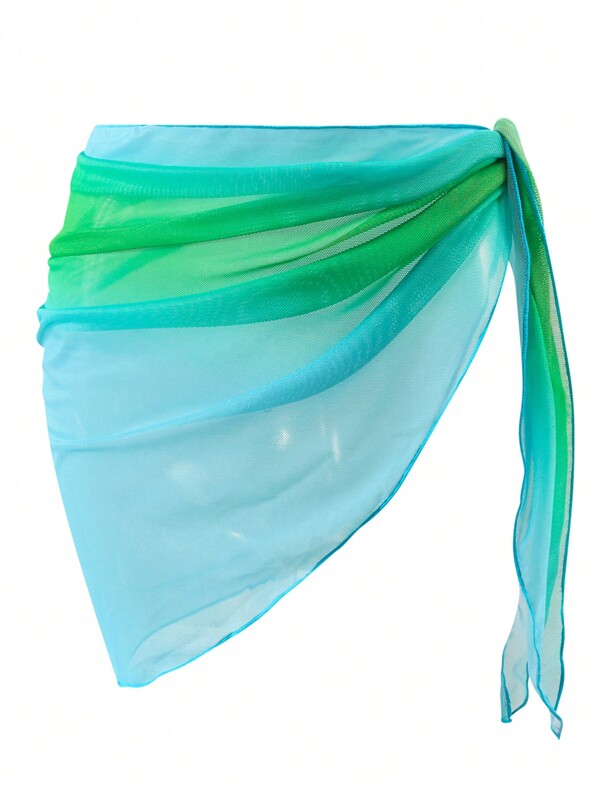 SHEIN Swim Ombre Tie-Dye Summer Cover-Up Dress With Pleats (Random Print),Summer Beach