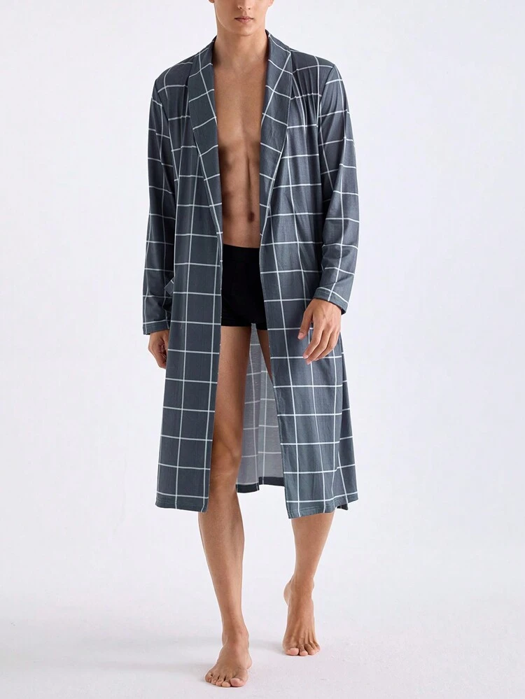 Men's Plaid Printed Simple Daily Robes