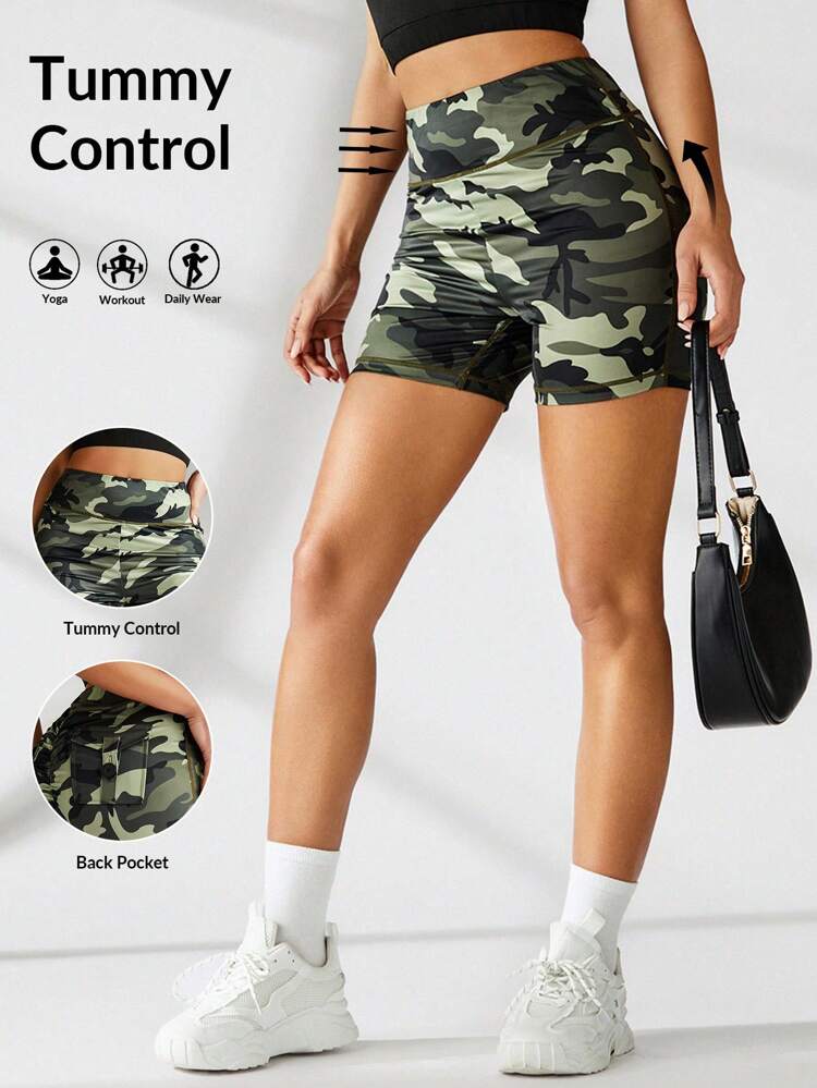 Sports  Summer  Yoga Basic Ruched &Pockets Overalls   With  SHORTS