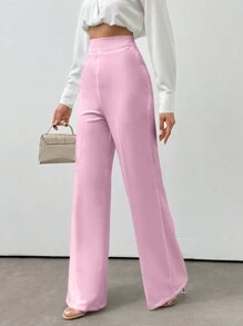 EURMUSE Women's Fashion High-Waist Casual Straight-Leg Pants For All Occasions - Baby Pink - View 4