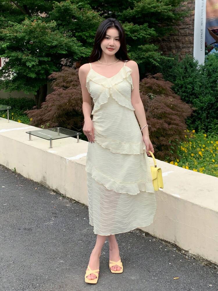 Women's Sweet And Elegant Ruffle Cami Summer Dress Sundress,Casual Women Dresses Maxi Dress Cocktail Dress