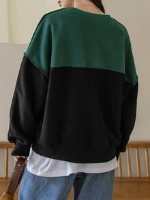 DAZY Hai âm Thả vai Áo nỉ Without Tee - màu đen - Xem 5