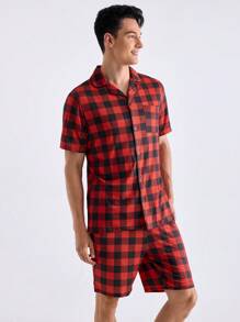 Men's Plaid Printed Homewear Set - Multicolor - View 8