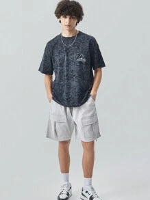 Manfinity Hypemode Men's Multi-Pocket Cargo Shorts With Drawstring Waist And Casual Fit - Grey - View 5