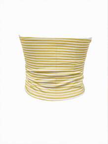 INAWLY Striped Strapless Tight-Fitting Top, Summer - Yellow - View 2