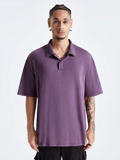 Manfinity VCAY Men's Oversized Snowflake Knitted Polo Shirt, Short Sleeve, Ideal For Summer