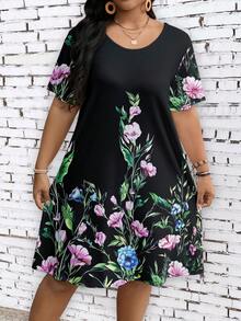 SHEIN LUNE 休閒大碼印花夏日連衣裙