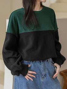 DAZY Hai âm Thả vai Áo nỉ Without Tee - màu đen - Xem 3