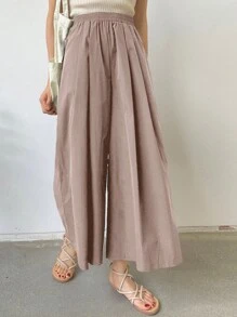 DAZY Letnie spodnie damskie z szeroką nogawką i elastyczną talią