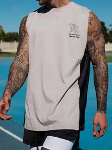 Gym Rark Camiseta casual de estilo novio con eslogan impreso de cuello redondo para hombre en verano - Gris - Ver 2