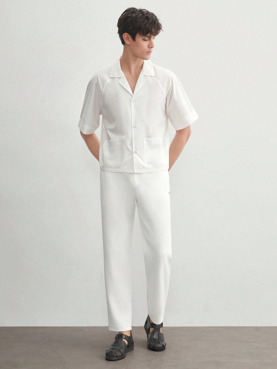 Easy Care Men's Business Casual Solid Color Knitted Tapered Drawstring Long Pants, Suitable For All Seasons