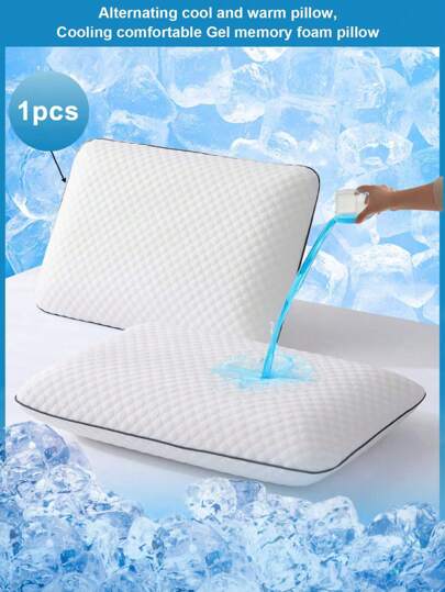 1pc Alternating Cooling Warm Pillow, Con tertable Memory Foam Bed Kussen Ventilated Removable, Machine Washable Hoes