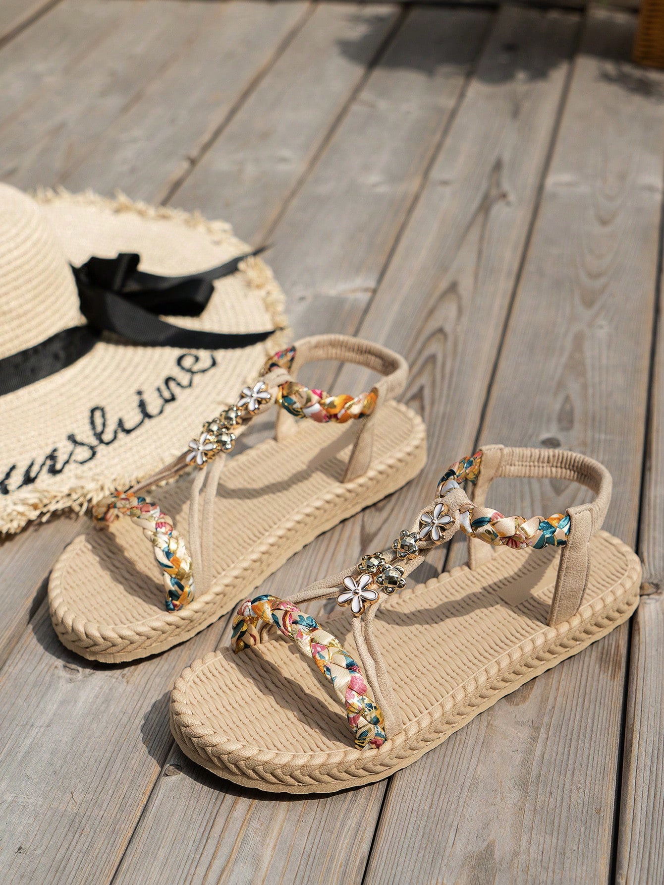 WRCVS صندل نسائي مسطح بيج، أحذية شاطئ خفيفة الوزن...