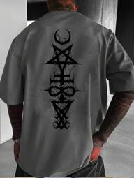 Camiseta casual de manga corta y cuello redondo para hombre con estampado de estrella, para verano