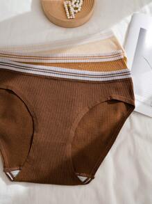 Conjunto de 3 piezas de calzoncillos de triángulos acanalados sin costuras de talla grande, serie informal - Multicolor - Ver 5
