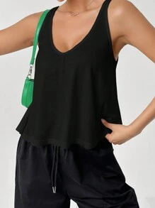SHEIN EZwear Women's Fashion V-Neck Solid Color Loose Camisole Tank Top