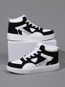 High Top Women's Casual Shoes Sneakers Women Skateboard Shoes Female Mid Sports Shoes Footwear All-Match Fashionable Lace Up Design Versatile Shoes For Spring And Autumn Lightweight EVA Sole