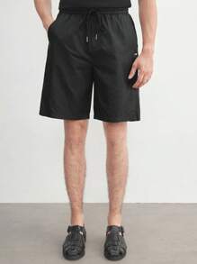 Manfinity VCAY Men's Woven Nylon Windproof Breathable Shorts, Slim-Fit Casual Straight Shorts, Suitable For Summer And Daily Wear - Black - View 10