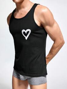 Chaleco con estampado de corazón a la moda para hombres, capa base para las cuatro estaciones