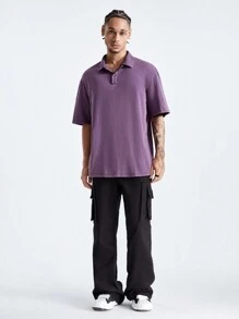 Manfinity NXTstreet Men's Oversized Snowflake Knitted Polo Shirt, Short Sleeve, Ideal For Summer - Grey - View 5