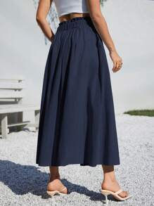 Siren Gaze Summer Women Clothes Casual  A-Line Linen Midi Skirt For Summer Fits Beach High Waist Baggy Winter